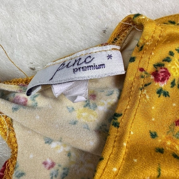 Girls Mustard Yellow Floral Print Long Sleeve Round Neck A-Line Dress Size 5 - Picture 4 of 4